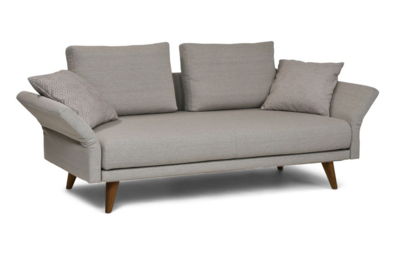 Wolkenweich Milla Sitzelement, Systempolstermöbel, Sofa mit Klapparmlehnen und Holzfüßen, Sofa in hellgrau