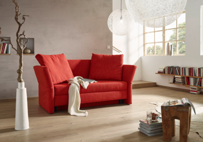 Wolkenweich Cassino, Schlafsofa, Sofa mit Relaxfunktion, Längsschläfer, Schlafsofa in rot