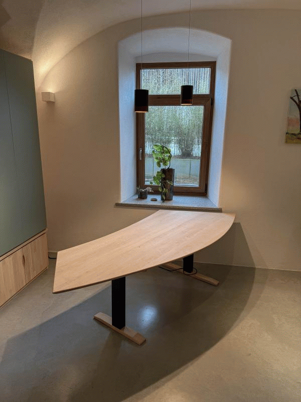 Trend elektisch höhenverstellbaren Schreibtisch, Birke weißpigmentiert geölt